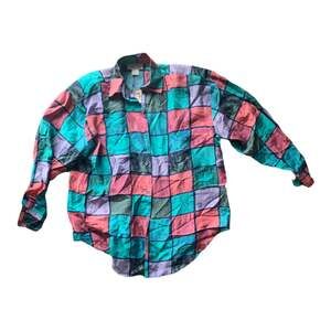 Vintage words Paris sports club silk button up 80s dead stock woman’s size small